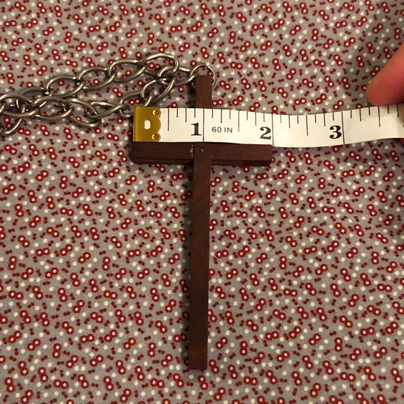 Vintage Large Brown Cross Pendant Necklace - Picture 9 of 11